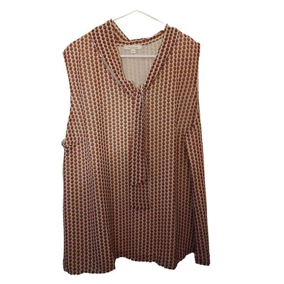 Minna Tops - Minna Top Sleeveless Geometric Red/Navy Sailor Tie Front 3X